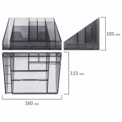 Подставка-органайзер BRAUBERG GRAND OFFICE, 9 отделений, 115&times;160&times;105 мм, тонированная серая, 238099