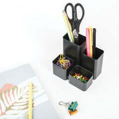 Подставка-органайзер BRAUBERG COMPACT, 4 отделения, 92&times;114&times;102 мм, черная, 238102