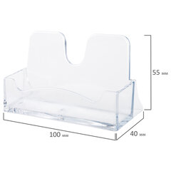 Подставка для визиток настольная BRAUBERG CLASSIC 40&times;100&times;55 мм, на 50 визиток, прозрачная, 238103