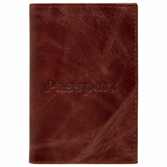 Обложка для паспорта натуральная кожа пулап, &laquo;Passport&raquo;, кожаные карманы, коричневая, BRAUBERG, 238197