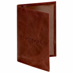 Обложка для паспорта натуральная кожа пулап, &laquo;Passport&raquo;, кожаные карманы, коричневая, BRAUBERG, 238197