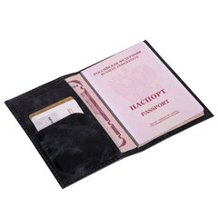 Обложка для паспорта натуральная кожа пулап, &laquo;Passport&raquo;, кожаные карманы, черная, BRAUBERG, 238198