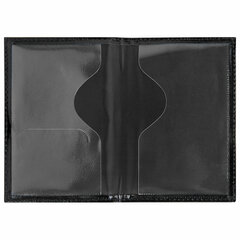 Обложка для паспорта натуральная кожа шик, 3D герб + тиснение &laquo;ПАСПОРТ&raquo;, черная, BRAUBERG, 238201