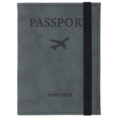 Обложка для паспорта с карманами и резинкой, мягкая экокожа, &laquo;PASSPORT&raquo;, серая, BRAUBERG, 238203