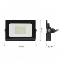 Прожектор светодиодный ЭРА, 20(175) Вт, 6500К, 1600 Лм, IP65, черный, LPR-023-0-65K-020