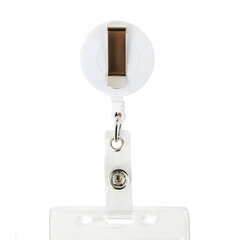 Бейдж вертикальный (90&times;60 мм), с держателем-рулеткой 70 см, белый, BRAUBERG, 238243