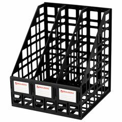 Лоток вертикальный для бумаг BRAUBERG &laquo;ULTRA&raquo;, 240 мм, 3 отделения, сетчатый, сборный, черный, 238249