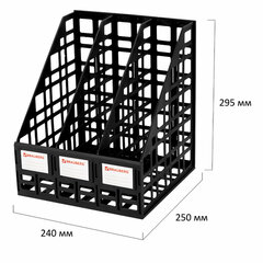 Лоток вертикальный для бумаг BRAUBERG &laquo;ULTRA&raquo;, 240 мм, 3 отделения, сетчатый, сборный, черный, 238249