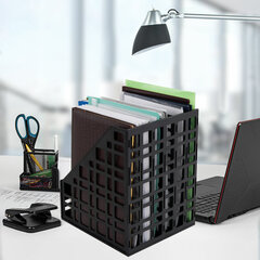 Лоток вертикальный для бумаг BRAUBERG &laquo;ULTRA&raquo;, 240 мм, 6 отделений, сетчатый, сборный, черный, 238251