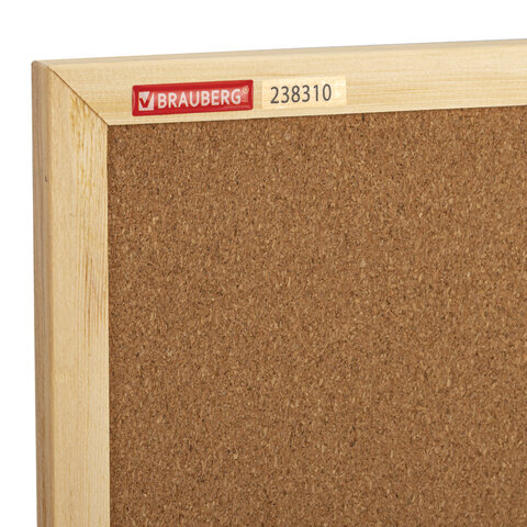 Доска пробковая для объявлений 45х60 см, деревянная рамка, BRAUBERG Wood, 238310