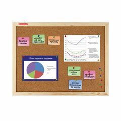 Доска пробковая для объявлений 45&times;60 см, деревянная рамка, BRAUBERG Wood, 238310