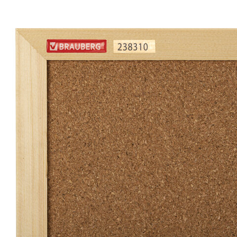 Доска пробковая для объявлений 45х60 см, деревянная рамка, BRAUBERG Wood, 238310
