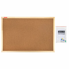 Доска пробковая для объявлений 60&times;90 см, деревянная рамка, BRAUBERG Wood, 238311