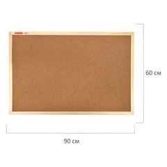 Доска пробковая для объявлений 60&times;90 см, деревянная рамка, BRAUBERG Wood, 238311