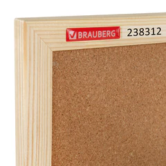 Доска пробковая для объявлений 90&times;120 см, деревянная рамка, BRAUBERG Wood, 238312
