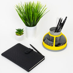 Подставка-органайзер STAFF &laquo;Attraction&raquo;, 9 отделений, вращающаяся, серая/<wbr/>желтая, 238318