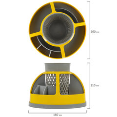 Подставка-органайзер STAFF &laquo;Attraction&raquo;, 9 отделений, вращающаяся, серая/<wbr/>желтая, 238318