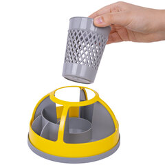 Подставка-органайзер STAFF &laquo;Attraction&raquo;, 9 отделений, вращающаяся, серая/<wbr/>желтая, 238318