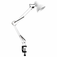 Настольная лампа / светильник на струбцине, Е27, 40 Вт, белый, высота 75 см, DASWERK (ДАСВЕРК), 238323