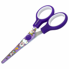 Ножницы 130 мм сиреневые, с цветной печатью &laquo;Единороги&raquo;, закругленные, BRAUBERG KIDS, 238350