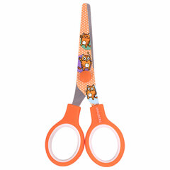 Ножницы 130 мм оранжевые, с цветной печатью &laquo;Котики&raquo;, закругленные, BRAUBERG KIDS, 238351