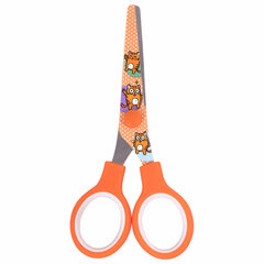 Ножницы 130 мм оранжевые, с цветной печатью &laquo;Котики&raquo;, закругленные, BRAUBERG KIDS, 238351