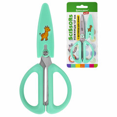 Изображение товара Детские ножницы BRAUBERG KIDS 137 мм резиновые ручки мятный защитный футляр