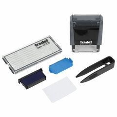 Штамп самонаборный 3-стр, 38&times;14 мм, синий, TRODAT 4911P4/<wbr/>DB, корпус СЕРЫЙ, КАССА В КОМПЛЕКТЕ, 43214