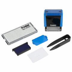 Штамп самонаборный 4-стр, 47&times;18 мм, синий, TRODAT 4912P4/<wbr/>DB, корпус СИНИЙ, КАССА В КОМПЛЕКТЕ, 67581