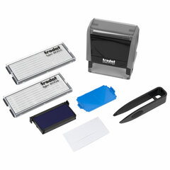 Штамп самонаборный 5-стр, 58&times;22 мм, синий, TRODAT 4913P4/<wbr/>DB, корпус СЕРЫЙ, КАССЫ В КОМПЛЕКТЕ, 43216