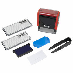 Штамп самонаборный 5-стр, 58&times;22 мм, синий, TRODAT 4913P4/<wbr/>DB, корпус КРАСНЫЙ, КАССЫ В КОМПЛЕКТЕ, 43219