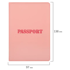 Обложка для паспорта, мягкий полиуретан, &laquo;PASSPORT&raquo;, нежно-розовая, STAFF, 238403