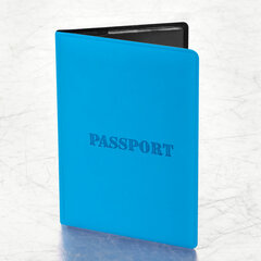 Обложка для паспорта, мягкий полиуретан, &laquo;PASSPORT&raquo;, голубая, STAFF, 238405