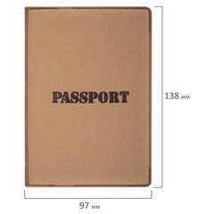 Обложка для паспорта, мягкий полиуретан, &laquo;PASSPORT&raquo;, коричневая, STAFF, 238406