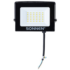 Прожектор светодиодный 30 Вт, 6500 К, 2400 Лм, 30 м2, IP65, 146&times;98&times;26 мм, черный, SONNEN, 238413