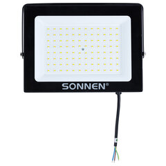 Прожектор светодиодный 100 Вт, 6500 К, 8000 Лм, 100 м2, IP65, 250&times;178&times;27 мм, черный, SONNEN, 238415