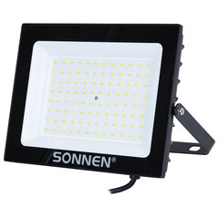 Прожектор светодиодный 100 Вт, 6500 К, 8000 Лм, 100 м2, IP65, 250&times;178&times;27 мм, черный, SONNEN, 238415