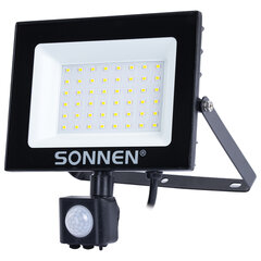 Прожектор светодиодный с датчиком движения 50 Вт, 6500 К, 4000 Лм, 50 м2, IP65, 187&times;176&times;51 мм, черный, SONNEN, 238418