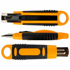 Нож универсальный мощный с возвратной пружиной BRAUBERG reSTART, трапециевидное лезвие, 238730