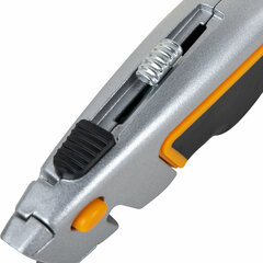 Нож универсальный мощный алюминиевый BRAUBERG &laquo;Heavy duty&raquo;, автофиксатор, резиновые вставки, 238735