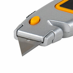 Нож универсальный мощный алюминиевый BRAUBERG &laquo;Heavy duty&raquo;, автофиксатор, резиновые вставки, 238735