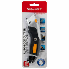 Нож универсальный мощный алюминиевый BRAUBERG &laquo;Heavy duty M&raquo;, автофиксатор, резиновые вставки, 238736