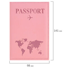 Обложка для паспорта &laquo;Passport map&raquo;, экокожа soft-touch, розовая, STAFF, 238759