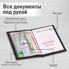 Обложка для паспорта &laquo;Passport map&raquo;, экокожа soft-touch, черная, STAFF, 238760