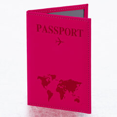 Обложка для паспорта &laquo;Passport map&raquo;, экокожа soft-touch, малиновая, STAFF, 238761