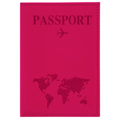 Обложка для паспорта &laquo;Passport map&raquo;, экокожа soft-touch, малиновая, STAFF, 238761