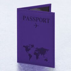 Обложка для паспорта &laquo;Passport map&raquo;, экокожа soft-touch, фиолетовая, STAFF, 238762