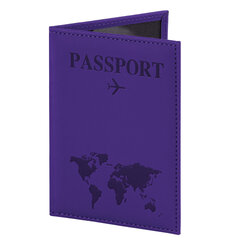 Обложка для паспорта &laquo;Passport map&raquo;, экокожа soft-touch, фиолетовая, STAFF, 238762