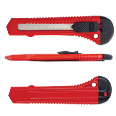 Нож канцелярский 18 мм КОМПЛЕКТ &laquo;2 шт. + 1 шт. В ПОДАРОК&raquo;, фиксатор, блистер, STAFF EVERYDAY, 238769