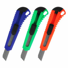 Нож канцелярский 18 мм КОМПЛЕКТ &laquo;2 шт. + 1 шт. В ПОДАРОК&raquo;, фиксатор, блистер, BRAUBERG &laquo;Classic&raquo;, 238772